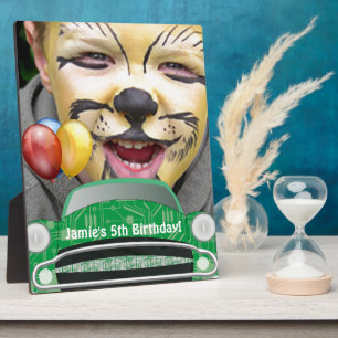 Green Mean Retro Car Boy's Birthday Plaque