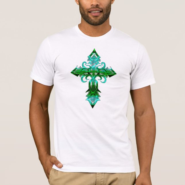 Green Mediaeval Cross T-Shirt (Front)