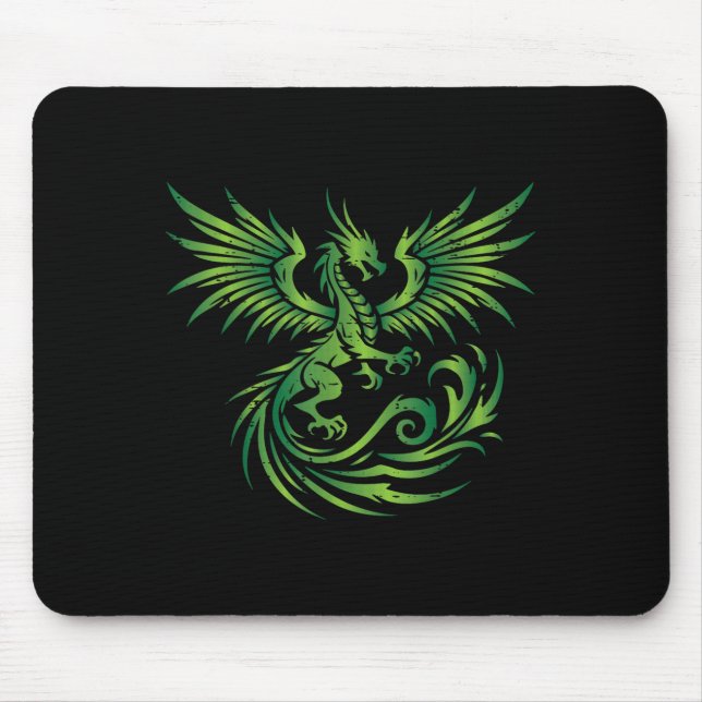 Green Mediaeval Dragon Fantasy Mythical Art Men Wo Mouse Pad (Front)