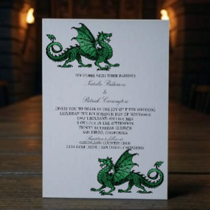 Green Mediaeval Dragon Wedding Invite
