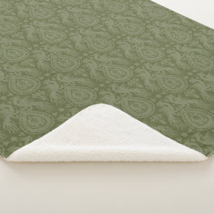 Green Mediaeval Dragons Sherpa Blanket