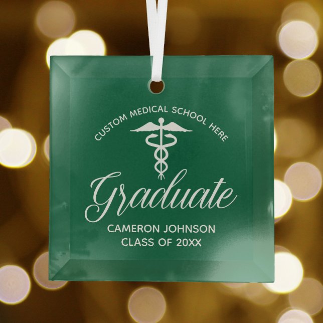 Green Medical School Graduation Christmas Glass Tree Decoration (Creator Uploaded)