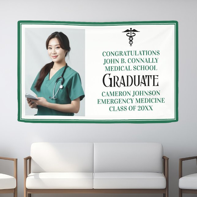 Green Medical School Photo Graduation Party Banner (Creator Uploaded)