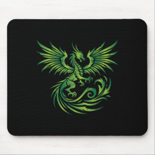 Green Medieval Dragon Fantasy Mythical Art Men Wom Mouse Pad