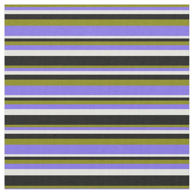 Green, Medium Slate Blue, Beige & Black Coloured Fabric (Close Up)