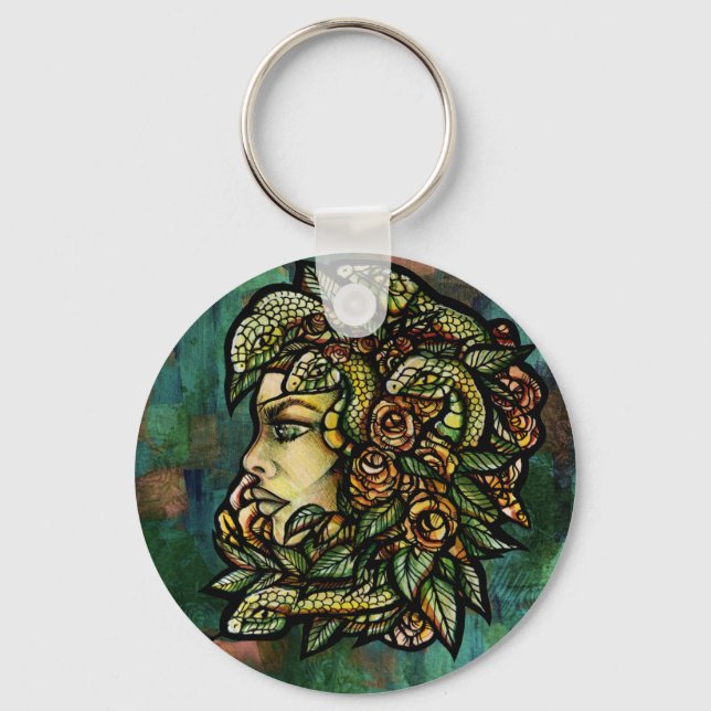 Green Medusa Snakes Rose Gorgon                    Key Ring (Front)