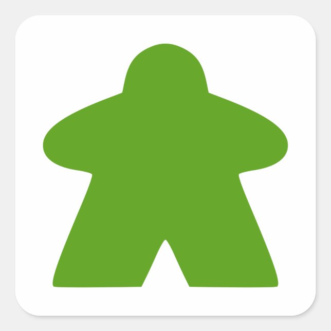 Green Meeple Board Game Piece Square Sticker (Front)