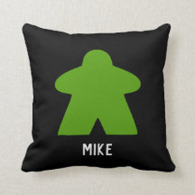 Green Meeple Pillow | Custom Text | One/Pattern