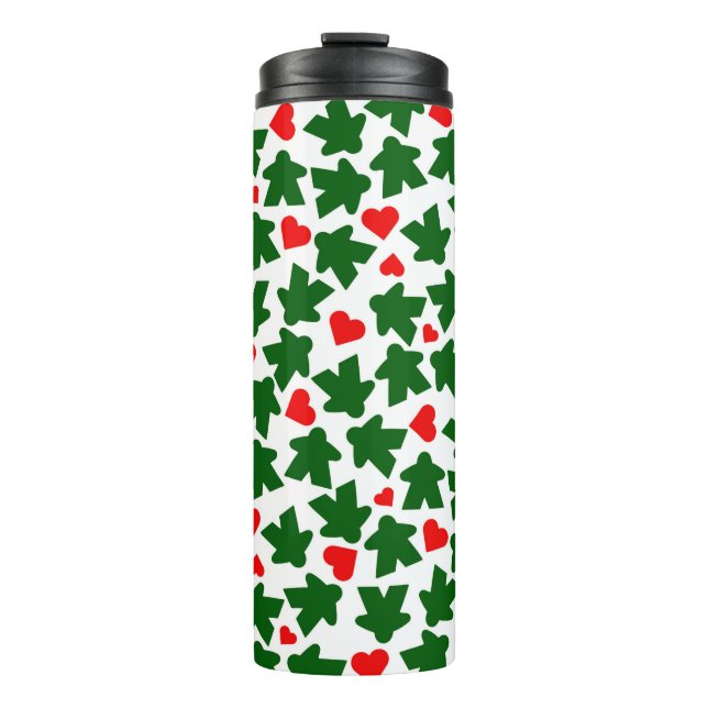Green Meeple with Red Heart Thermal Tumbler (Front)