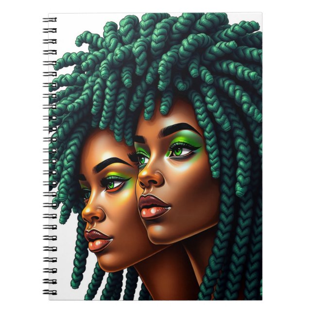 Green melanin sista black woman brown skin girls notebook (Front)