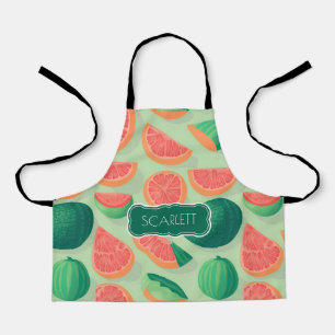 Green Melon Watercolor Personalised Pattern Apron