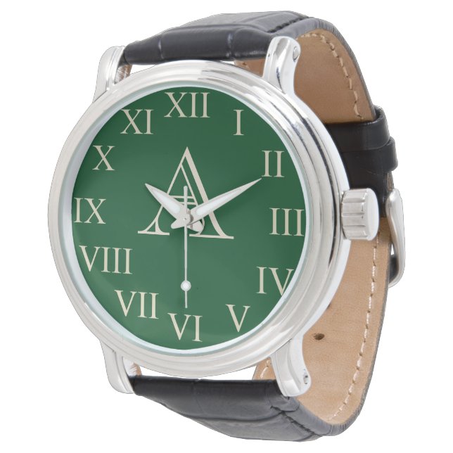 Green Men's Personalised Monogram Watch (Angled)
