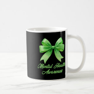 Green Mental Health Awareness Coquette Bow Ribbon Coffee Mug