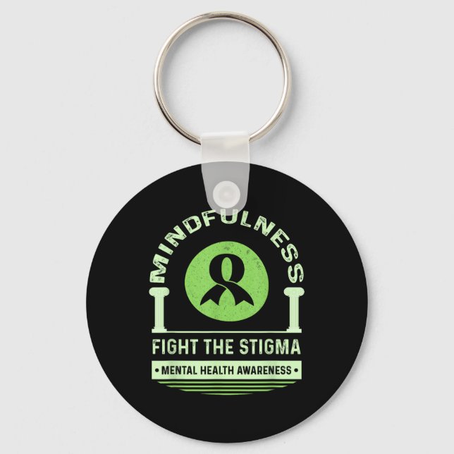Green Mental Health Awareness Month Fight The Stig Key Ring (Front)