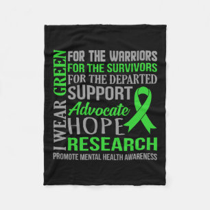 Green Mental Health Awareness Supporter Graphic Fleece Blanket
