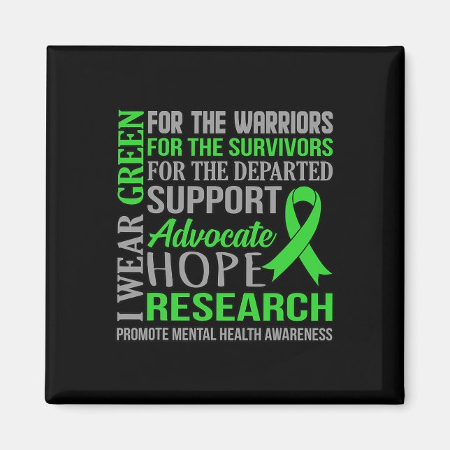 Green Mental Health Awareness Supporter Graphic  Magnet (Front)