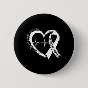 Green Mental Health Matters Awareness Heart Fight 6 Cm Round Badge