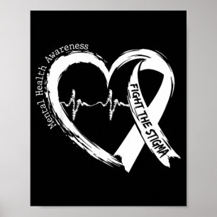 Green Mental Health Matters Awareness Heart Fight Poster