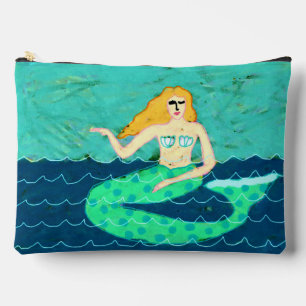 Green Mermaid Abstract Painting  Accessory Pouch
