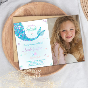 Green Mermaid Birthday Invitation