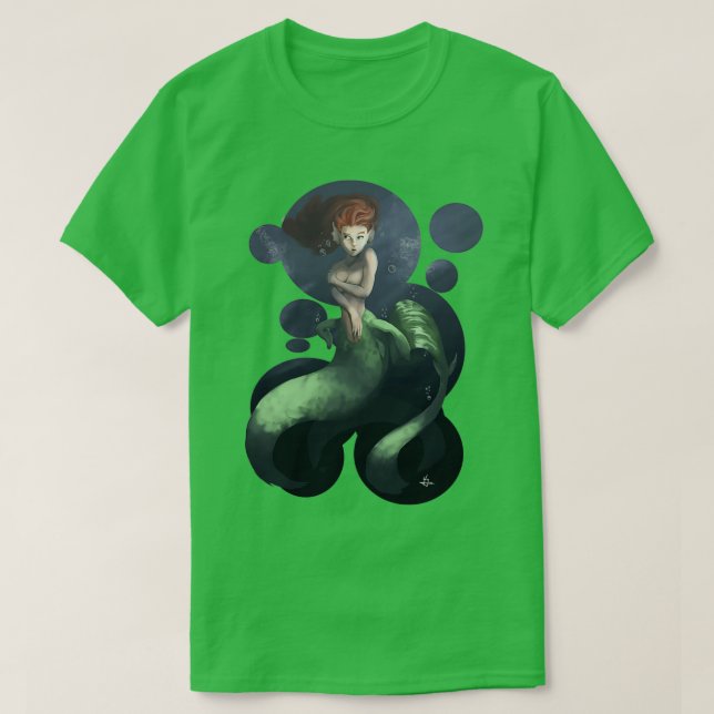 Green mermaid in the middle of the sea T-Shirt (Design Front)