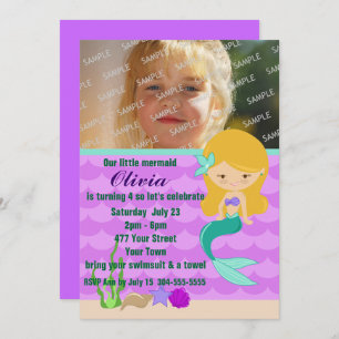Green Mermaid Pool Party Invitation