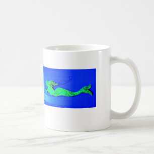 green mermaid swimming coffee mug