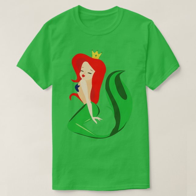 Green Mermaid Vector Art T-Shirt (Design Front)