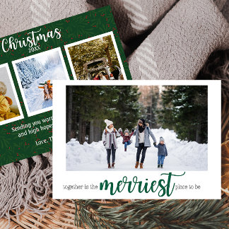 Green Merriest Place to Be Christmas Photo Card