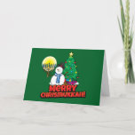 Green Merry Chrismukkah Jewish and Christmas Holiday Card<br><div class="desc">Merry Chrismukkah Jewish and Christmas greeting card. If you blend the holidays,  or you know someone that celebrates both Jewish and Christmas,  then send them these awesome snowman and menorah Chrismukkah cards!</div>