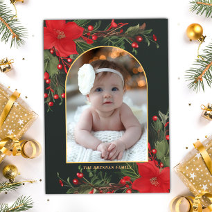 Green Merry Christmas 1 Photo Botanical Greenery Holiday Card