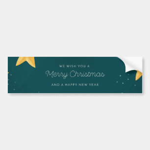 Green Merry Christmas and a Happy New Year Banner Bumper Sticker