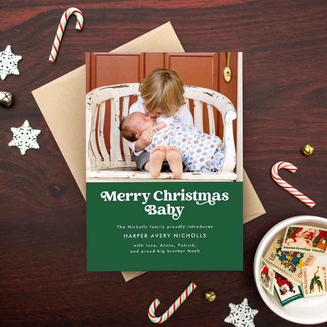 Green Merry Christmas Baby Birth Announcement (Creator Uploaded)