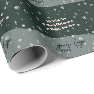Green Merry Christmas Business your Logo Greetings Wrapping Paper