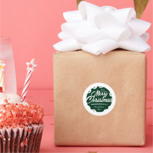 green Merry Christmas chalk Classic Round Sticker