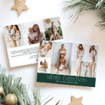 GREEN Merry Christmas chic 9 Collage Multi Photo  Holiday Card<br><div class="desc">Share your family’s highlights with this year-in-review Christmas card featuring a simple, minimal, and clean design. The front includes a modern 6-photo collage paired with the festive greeting “Merry Christmas” in an elegant serif font over a classic festive green colour, with space to personalise your family name or the year....</div>