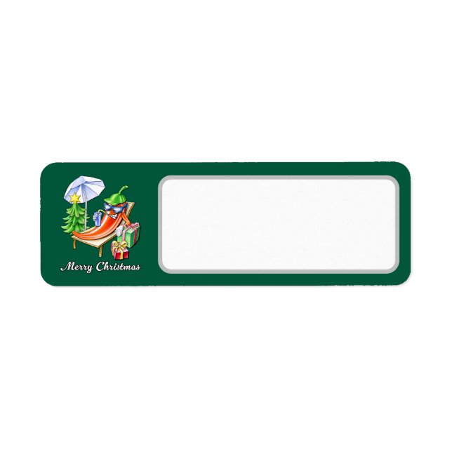 Green Merry Christmas Chilli Blank Address Return Address Label (Front)