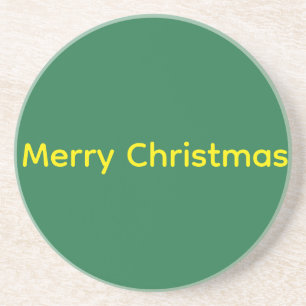 Green Merry Christmas Coaster