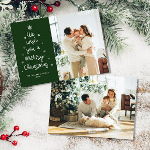 Green Merry Christmas Family Photo Holiday Card