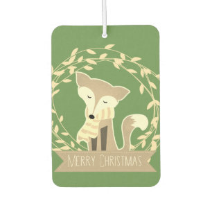 Green Merry Christmas Fox Car Air Freshener