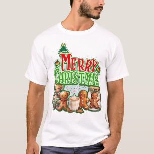 Green Merry Christmas Gingerbreads and Child With T-Shirt