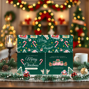 Green Merry Christmas HO!HO!HO! Custom Invitation