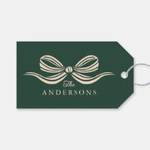 Green Merry Christmas Holiday Bow Gift Tag