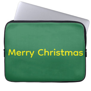 Green Merry Christmas Laptop Sleeve