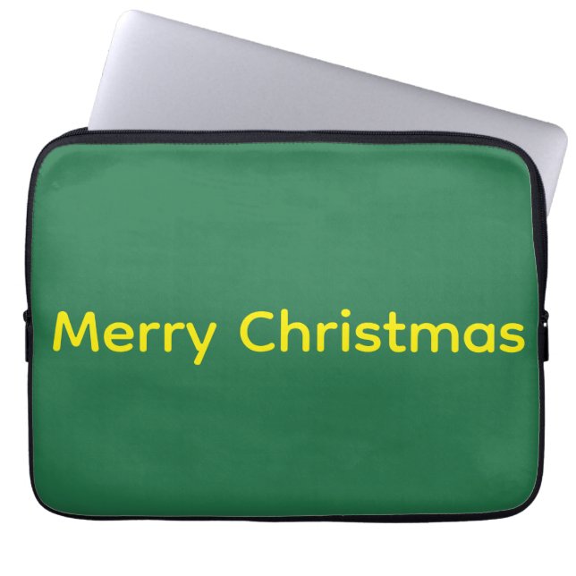 Green Merry Christmas Laptop Sleeve (Front)