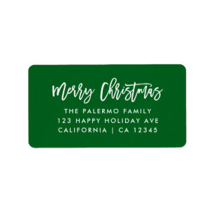 Green Merry Christmas Modern Typography Label