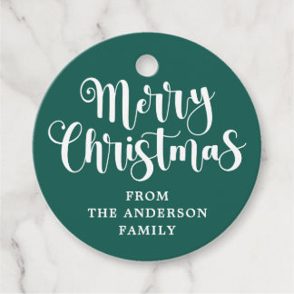 Green Merry Christmas name message gift hang tags