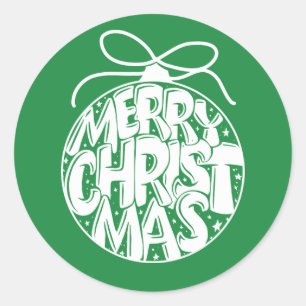 Green Merry Christmas Ornament Holiday Classic Round Sticker