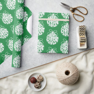 Green Merry Christmas Ornament Holiday Wrapping Paper