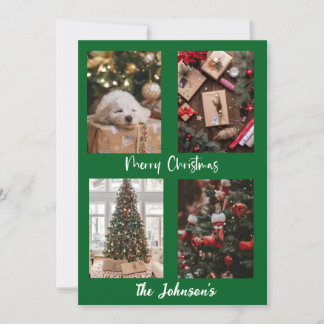 Green Merry Christmas Personalised Holiday Card
